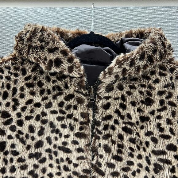 VTG OP Ocean Pacific Faux Fur Animal Print Full Zip Reversible Hooded Jacket XL - Picture 2 of 14